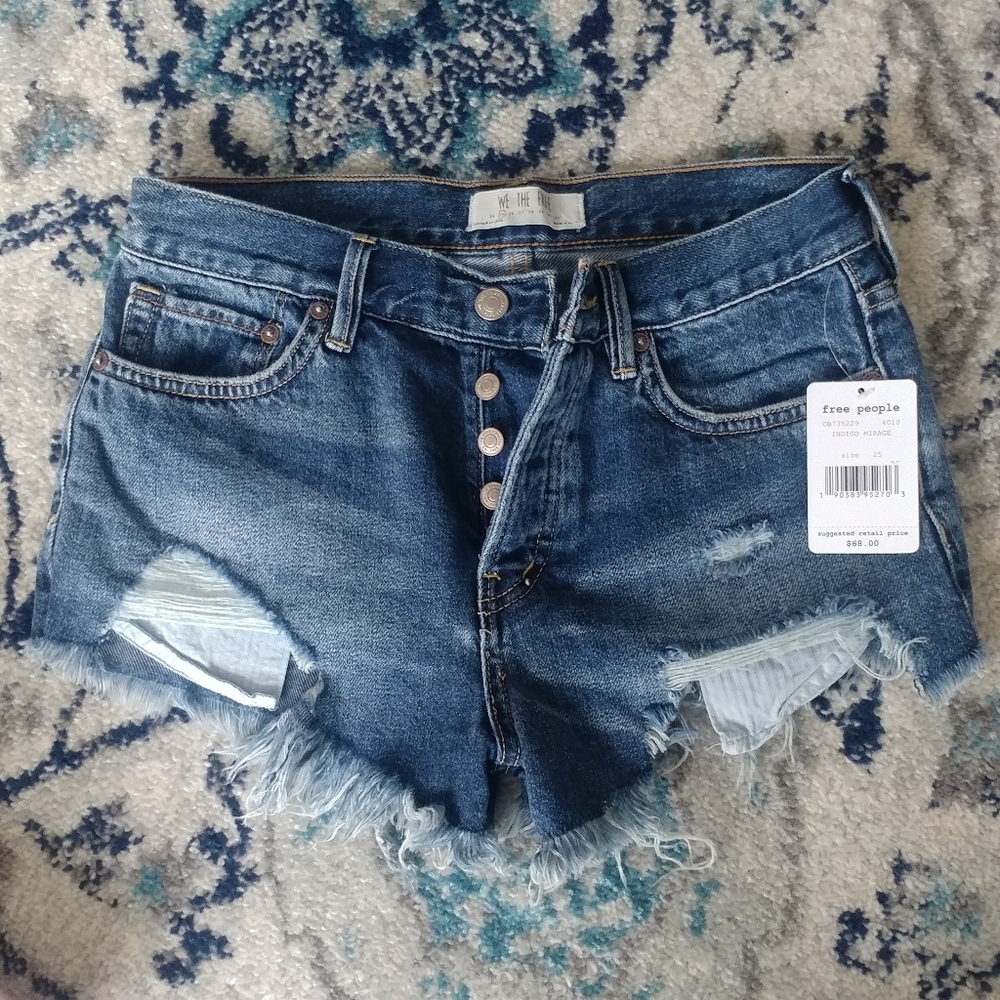 Free People, We the Free Distressed Denim Shorts